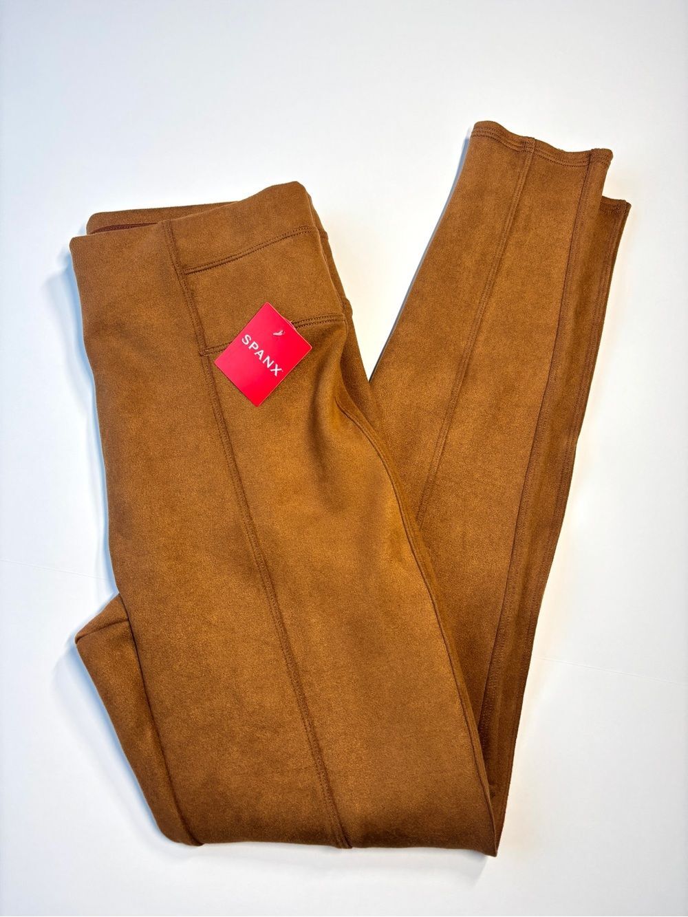 SPANX Faux Suede Leggings Size M Rich Caramel Brown NWT 20322R